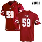 Youth Wisconsin Badgers NCAA #59 Andrew Lyons Red Authentic Under Armour Stitched College Football Jersey XH31Q77KC